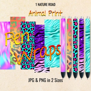 Animal Print Pen Wrap Bundle, Zebra, Cheetah, Printable Images Digital Download For InkJoy Waterslide, Vinyl, Epoxy, 2 Tamaños, PNG JPG