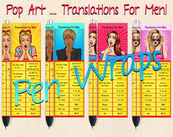 Adult Content - Pop Art Pen Wraps For Men, InkJoy Wrap, Seamless Digital Download Designs, Waterslide, Vinyl, Epoxy, PNG