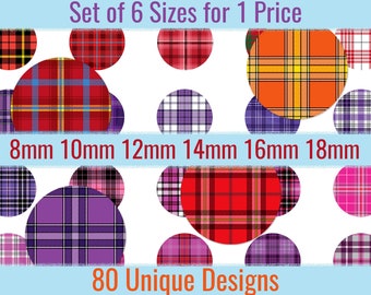 Tartan Plaid 8mm 10mm 12mm 14mm 16mm 18mm Cabochon Images Earrings Charms Jewelry Printable Digital Collage Sheet Designs