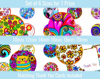 Whimsical 10mm 12mm 14mm 16mm 18mm 20mm Cabochon Images Earrings Charms Jewelry Printable Digital Download Collage Designs
