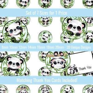Panda Bears Bamboo 8mm 10mm 12mm 14mm 16mm 18mm 20mm Circle Images Digital Collage Sheet For Cabochons Pendants Earrings Charms Jewelry