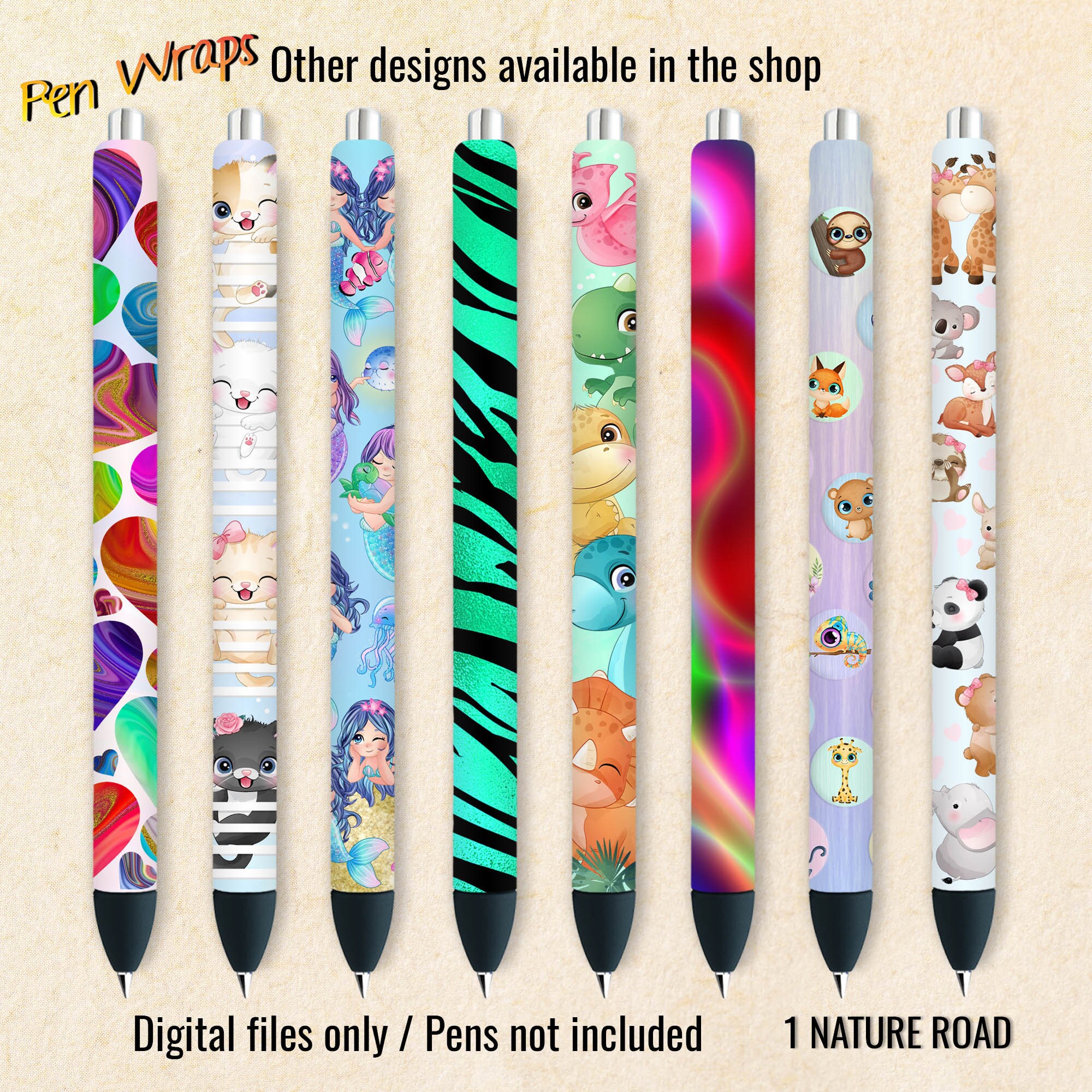 Fox Pen Wraps, Printable Digital Download for Inkjoy Waterslide, Vinyl,  Epoxy, 2 Sizes, PNG JPG 