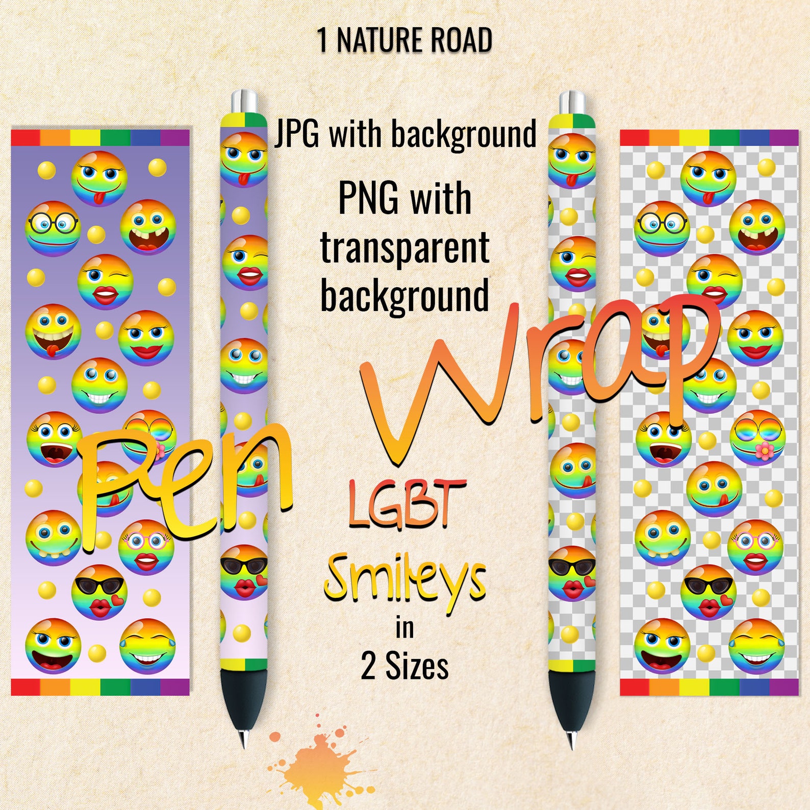 lgbt smileys pen wrap inkjoy wraps printable digital etsy