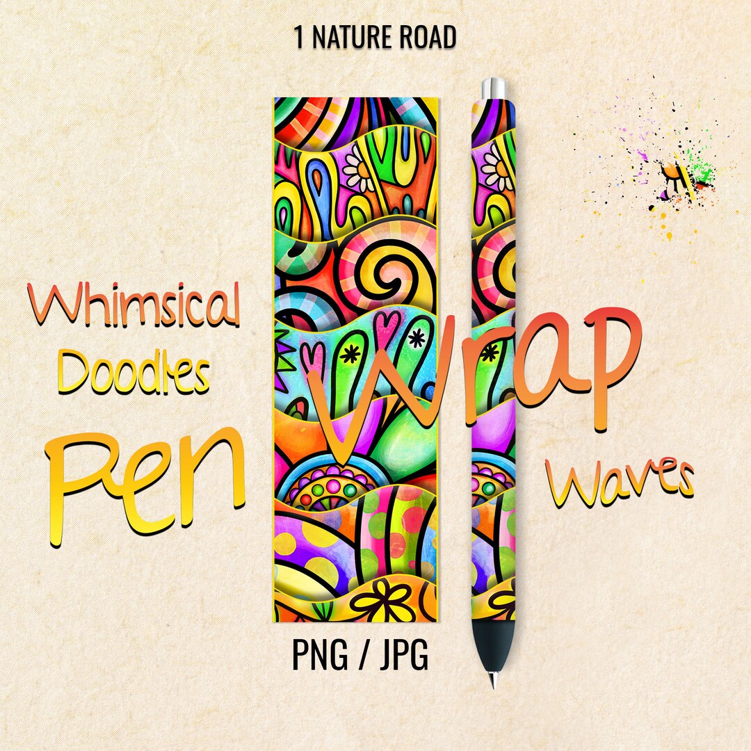 Whimsical Pen Wrap, Colorful Wraps, Waves Wraps, Ink Joy, Printable