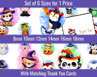 Cute Halloween 8mm 10mm 12mm 14mm 16mm 18mm Cabochon Images Earrings Charms Jewelry Printable Digital Download Collage Designs