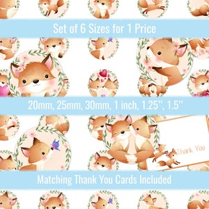 Cute Fox 1 inch 20mm 25mm 30mm 1.25" 1.5 inch Round Images Digital Collage Sheet For Pin Button Bottlecaps Pendants Keychains