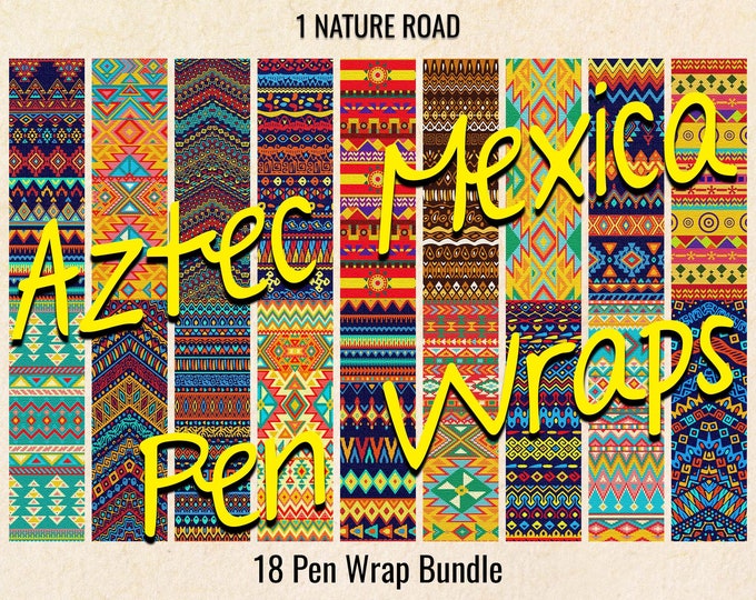 Aztec Mexica Pen Wrap Bundle, Mexico Inkjoy Wraps, Native Printable ...