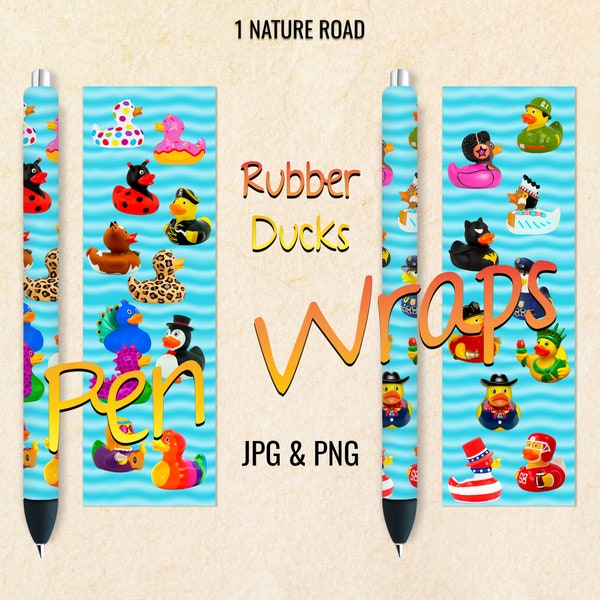 Rubber Ducks Pen Wraps, InkJoy, Transparent Clear Cast Seamless Printable Digital Download Designs For Waterslide, Vinyl, Epoxy, PNG & JPG
