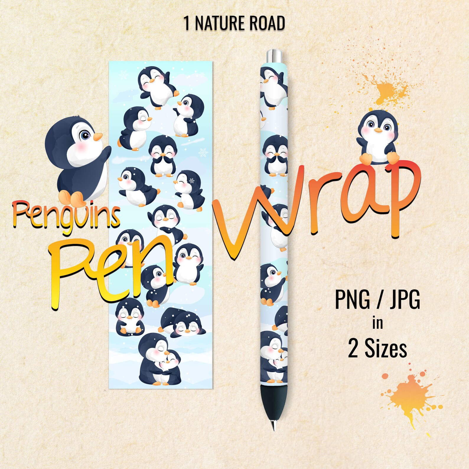 Penguin Pen Wraps Ink Joy Wraps Printable Digital Download Etsy