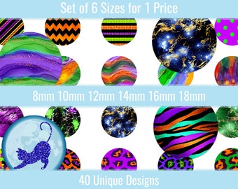Halloween 8mm 10mm 12mm 14mm 16mm 18mm Cabochon Images Earrings Charms Jewelry Printable Digital Download Collage Designs