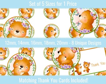Süßer Bär 12mm 14mm 16mm 18mm 20mm Kreis Bilder Digital Collage Sheet Für Cabochons Anhänger Ohrringe Charms Schmuck
