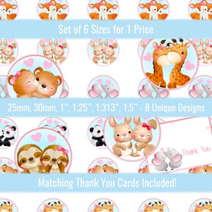 Cute Animal Friends 1 inch 25mm 30mm 1.25&quot; 1.313&quot; 1.5&quot; Circle Images Digital Collage Sheet For Buttons Pins Bottle Caps Cabochons Pendants
