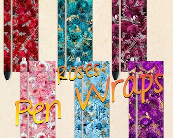 Roses Pen Wrap Design, Mothers Day Flowers, Floral Printable Digital Download For InkJoy Pens, Waterslide, Vinyl, Epoxy, PNG JPG