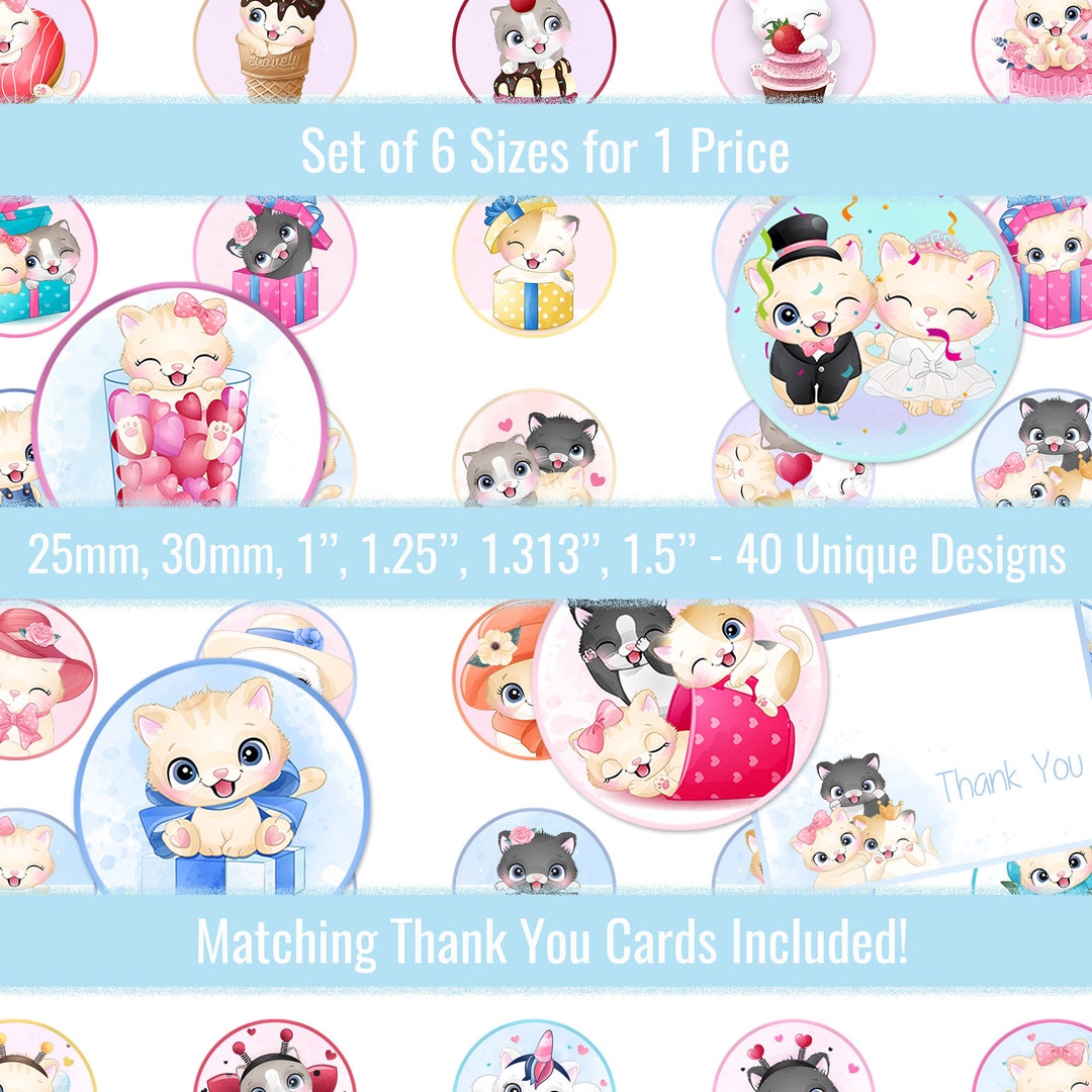 Cute Kittens 1 Inch 25mm 30mm 1.25