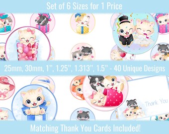 Cute Kittens 1 inch 25mm 30mm 1.25" 1.313" 1.5" Circle Images Digital Collage Sheet For Buttons Pins Bottle Caps Cabochons Pendants