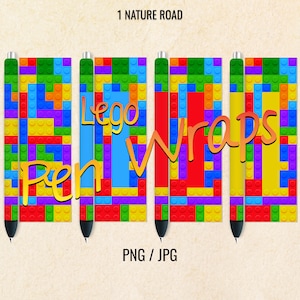 Brick Blocks Pen Wrap, InkJoy Wraps, Printable Digital Download Seamless Designs For Waterslide, Vinyl, Epoxy, PNG & JPG