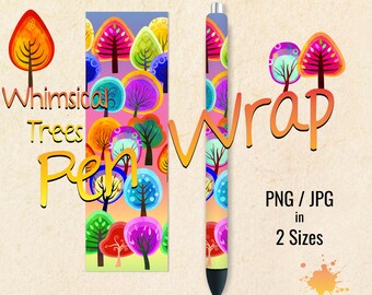 Skurrile Bäume Stift Wraps, InkJoy Wraps, druckbare digitale Download nahtlose Designs für Wasserrutsche, Vinyl, Epoxid, 2 Größen in PNG & JPG