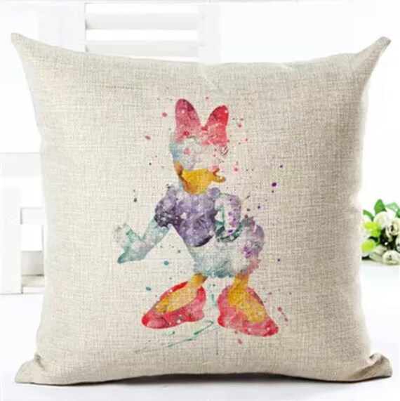 Disney Daisy Duck Pillow Case Watercolor Pillow Linen Etsy
