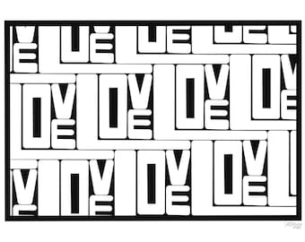 LOVE Coloring Page | Pattern Coloring Sheet | Easy Coloring for Adults and Kids
