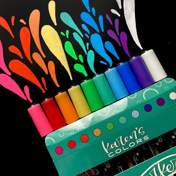10 Count Rainbow Chalk Markers Limited Edition Lettering by Karen Colors by Loddie  Doddie 