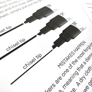May include: Three black chisel tip markers with different widths. The markers are labeled "chisel tip" and "let tip". The text "MISTAKES HAPPEN" is visible in the lower right corner of the image.  The text "kers are one of the most forgiving" is partially visible in the lower right corner of the image.