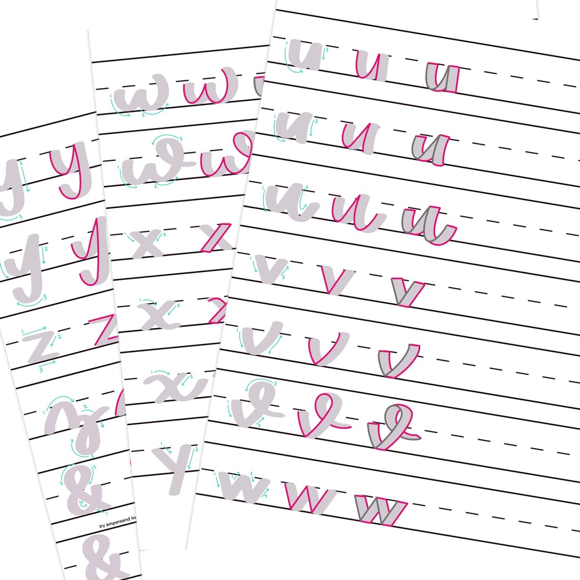 Carthage Ribbon Lettering Lesson Beginner Ribbon Lettering | Hand Lettering Practice Sheets | Worksheet ...