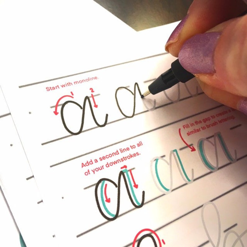 beginner faux calligraphy practice sheets hand lettering