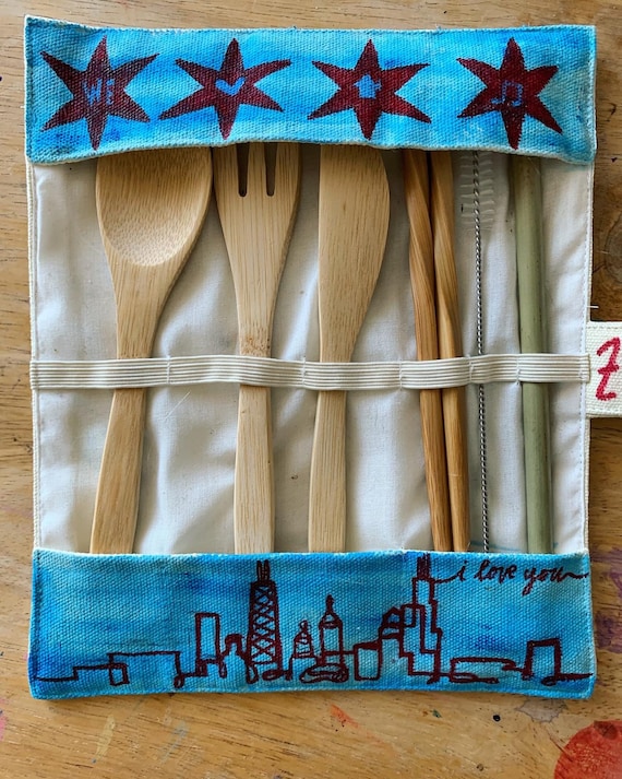 Personalisierte wiederverwendbare Bambus Utensilien Kit (6 Stck) - Etsy.de