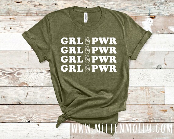 GRL PWR Peace Sign T shirt Girl Power Empowered Women Strong