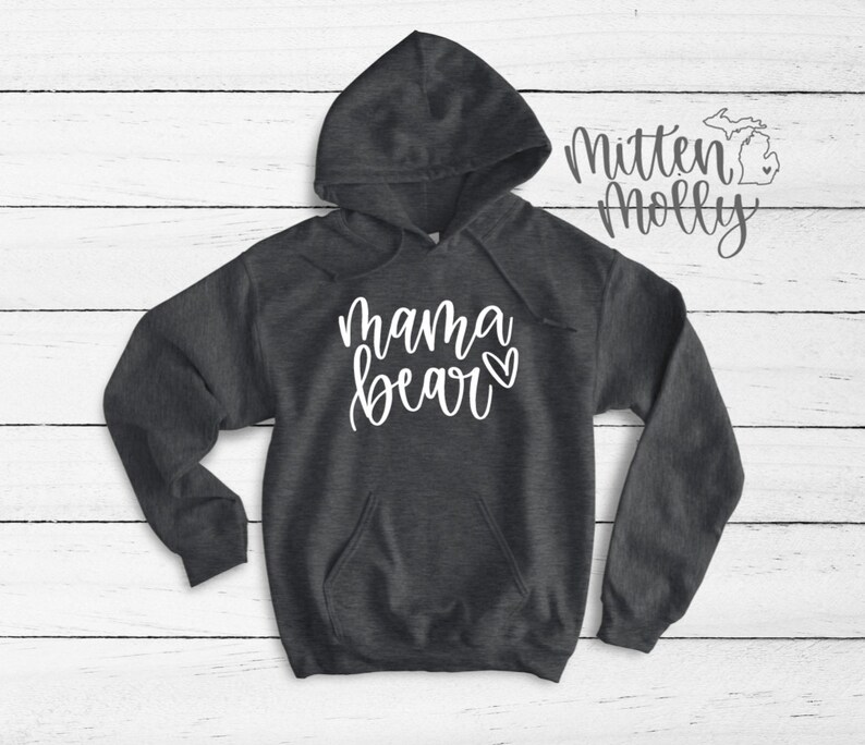Mama bear plaid pocketed hooded sweatshirt Clearance
