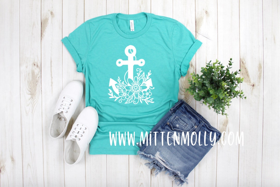 Floral Anchor Tshirt Anchor Shirt Summer Shirt Beach Etsy