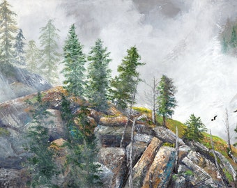 Giclee print for home decor, nature scene with mountain, wilderness art, fine art reproduction, Giclee print of nature, fine art for home