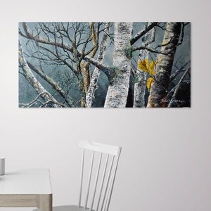 Impression Giclee de bouleaux blancs, bouleaux, bouleaux sous la pluie, livraison gratuite, reproduction de qualité musée, orientation horizontale,