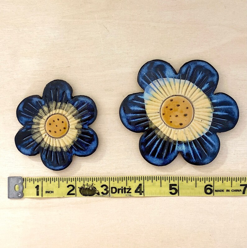 Three Blue Ceramic Flowers for Mosaic and Wall Decoration Etsy
