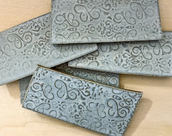 Mosaic Tiles for Crafts, Textured Bright Gray Ceramic Tiles for Mosaic Making (6"x 6" coverage)