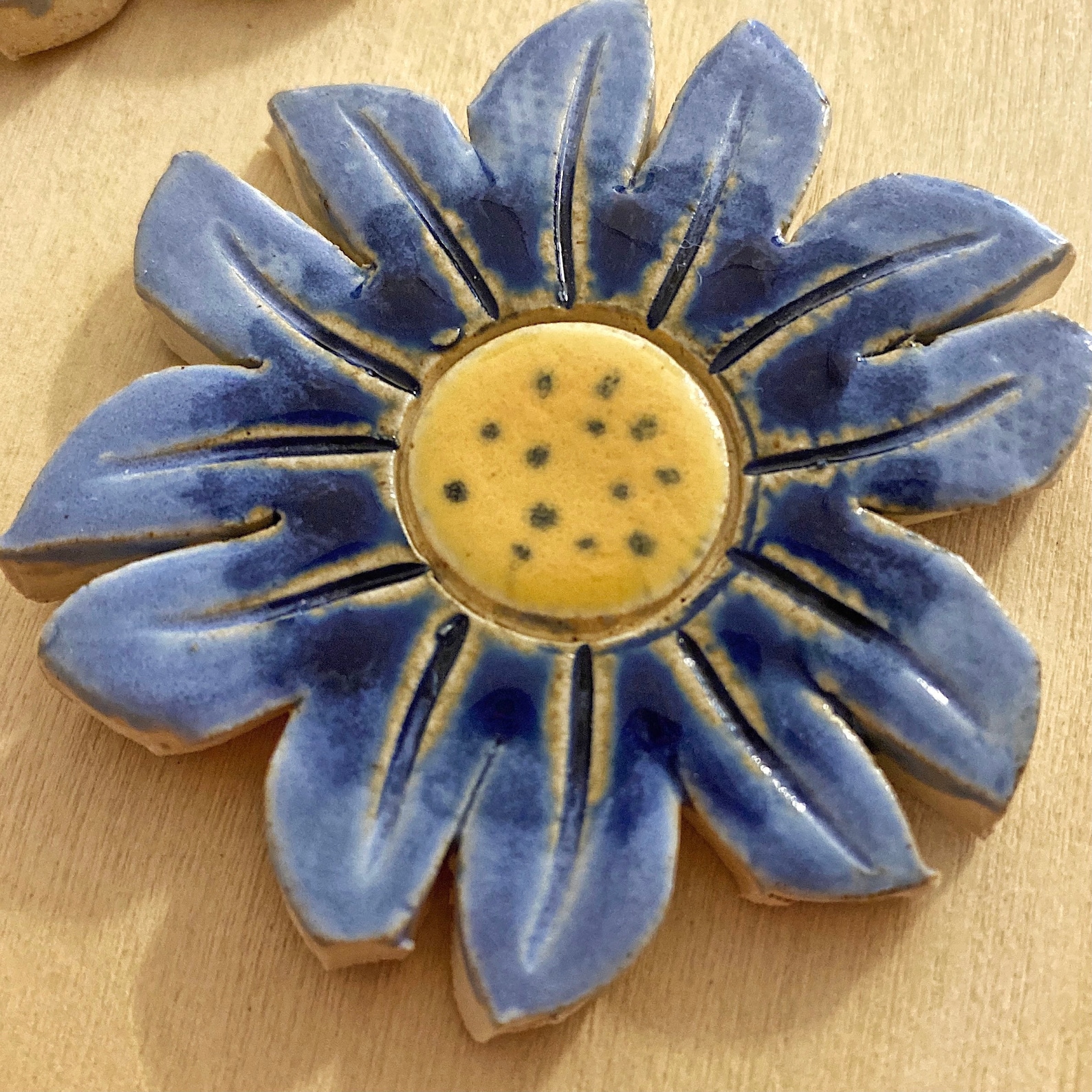 Ceramic Flower Tiles Light Blue Flower Tiles Mosaic Tiles 3 Etsy