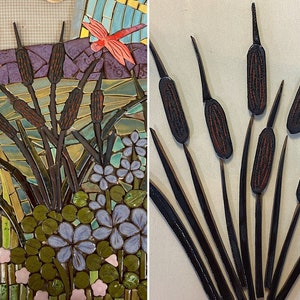 DIY Cattails Ceramic Tiles  Set for Mosaic and Wall Decor ( 20 pieces)