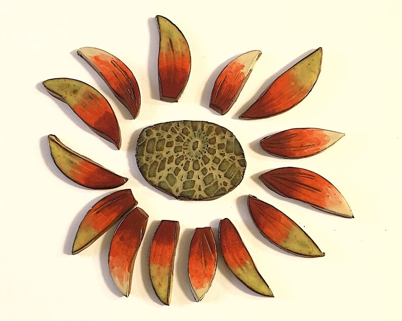 Three Extra Large Ceramic Sunflowers Tiles Set for Mosaic and Etsy