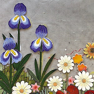 Iris Ceramic Flowers Set for Mosaic and Wall Art, Mosaic tiles