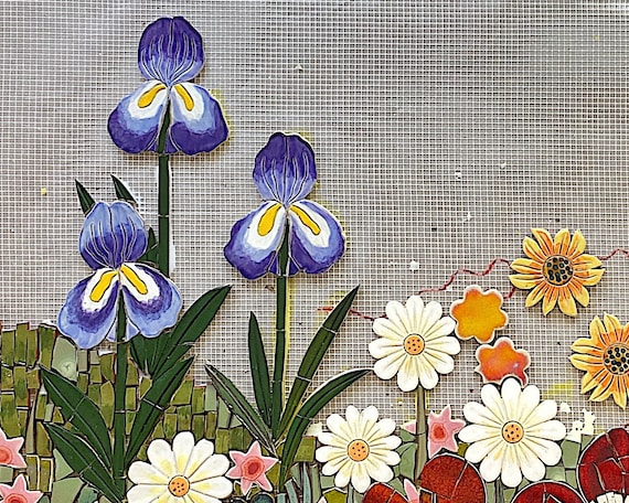 Ik heb een contract gemaakt Blazen opraken Iris Keramische Bloemen Set voor Mozaïek en Kunst aan de Muur - Etsy België