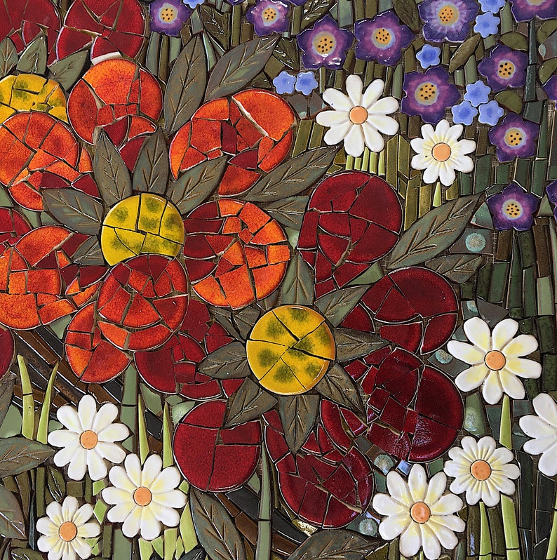 Daisies Ceramic Flowers Set for Mosaic in White and Yellow Etsy