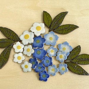 Ceramic Flowers  Tiles in Blue and White  (27 pieces set)