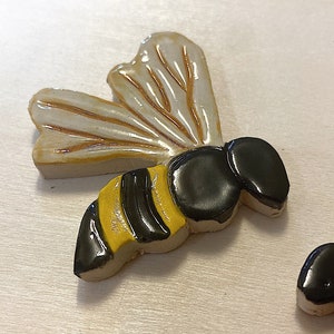 Two Ceramic Bumblebees Tiles, Set for Mosaic and wall art, Mosaic tiles image 2