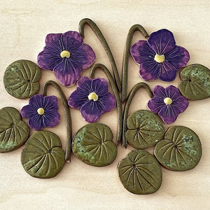 Violets, Ceramic Flower Tiles Set