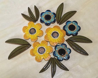Ceramic Flowers Set for Mosaic and wall decoration, Mosaic tiles