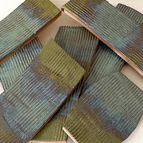 Textured  Green Ceramic Tiles for Mosaic (6"x 6"coverage)