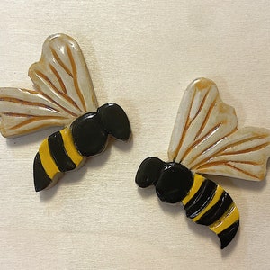 Two Ceramic Bumblebees Tiles, Set for Mosaic and wall art, Mosaic tiles image 1