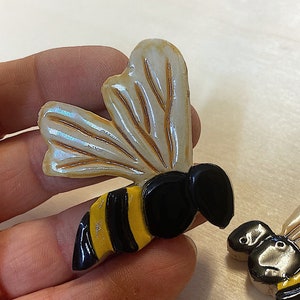 Two Ceramic Bumblebees Tiles, Set for Mosaic and wall art, Mosaic tiles image 3