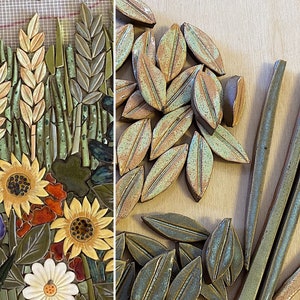 DIY Wheat Stalks Ceramic Tiles  Set for Mosaic and Wall Decor