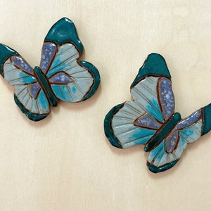 Two Ceramic  Butterfly Tiles, Set for Mosaic and wall art, Mosaic tiles